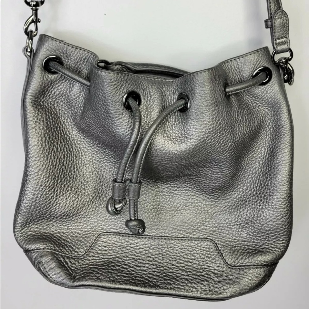 Rebecca Minkoff Gunmetal Fiona Bucket Bag Crossbody with Handle Purse